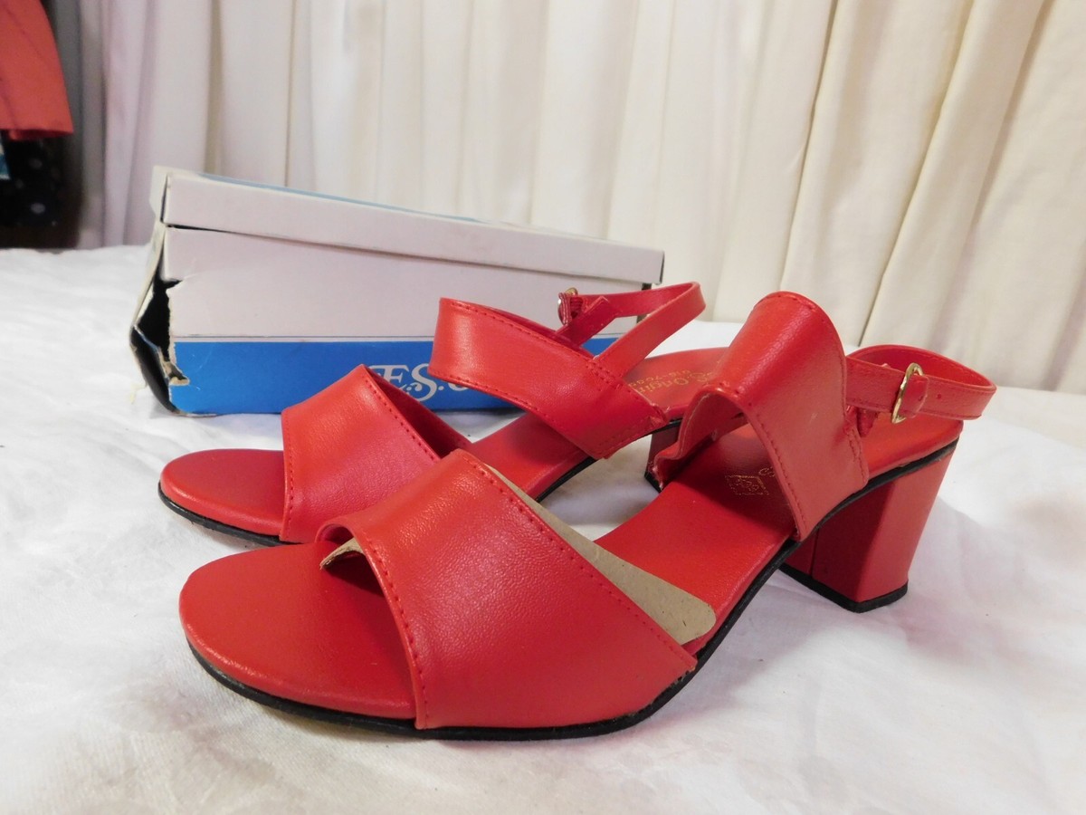 Shoes Womens Red Sandals Size Women's Solid Color Round Toe Wedge