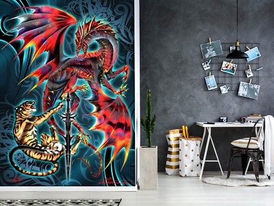 3D Drache Tiger ZHUC407 Tapete Wandbild Fototapete Ruth Thompson Ann