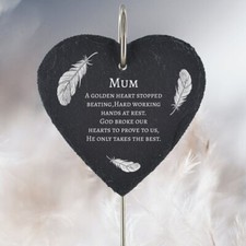 Mum Grave Stick Marker Plaque Ornament Memorial Slate Heart Graveside Decor