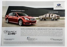 2013 SUBARU Legacy Vintage Original Print AD | Red sedan car photo Canada French