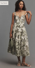 By Anthropologie Sleeveless Sweetheart A-Line Midi Dress