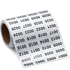 0001-2000 Inventory Number Sticker Labels Self Adhesive Waterproof Consecutive