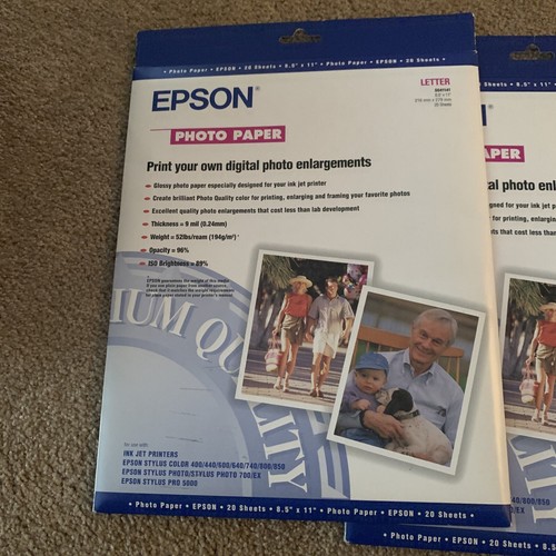Two EPSON GLOSSY PHOTO PAPER - 20 Sheet Pack 8.5" x 11" - Picture 2 of 7