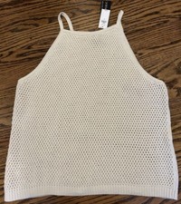 NEW Banana Republic Factory Women s Open Stitch Sweater Tank Cream Size M NWT