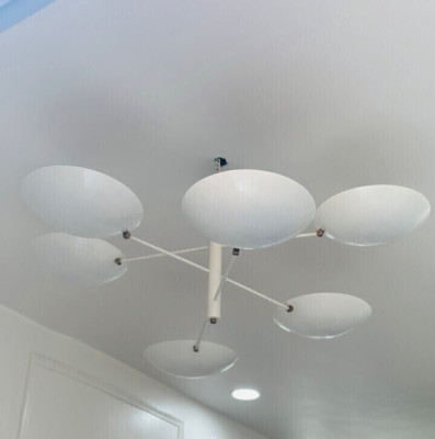 6 Light Modern Sputnik Light Fixture Mid Century Style Brass Chandelier