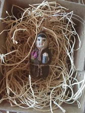 New 3D Dresden Christmas Ornament Mini Monk w Turnips & Beer 1 7/8" Feather Tree