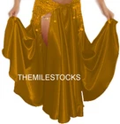TMS Gold Satin Slit Full Circle Skirt Belly Dance Gypsy