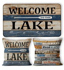 Welcome To The Lake Decorative Doormat 17  X30  ,Lake House Rules Welcome To The