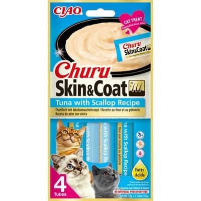 INABA Churu Skin&Coat mit Thunfisch und Jakobsmuschel für Katzen 4x14g