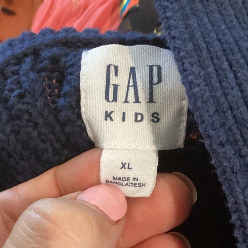 Gap Boys Cable Knit Sweater Size XL Navy Blue Fisherman Preppy Classic Uniform - Image 3 of 4