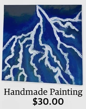 Lightning Storm - Original 4x4 Acrylic Painting - Dramatic Sky Art - Mini Storm