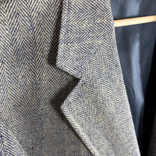 Lands End Vintage Tweed Jacket 44R Brown Herringbone Blazer 100% Silk Sport Coat - Picture 22 of 22