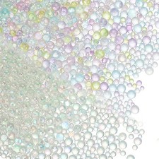 Glass Bubble Beads, 100g Tiny Iridescent Beads 1-3mm White/Mixed Colors Light