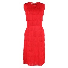 Stella Mccartney Emma Fringed Midi Dress In Polyester Women Red Size 40