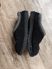 UGG Tasman Women's US 9 Black Suede Shearling Lined Slip-On Slippers Rubber