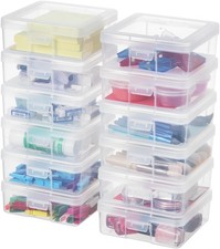 Party Club 12-Pack Small Clear Plastic Storage Boxes w/ Lids, Craft