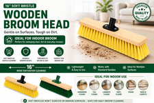 16" Soft Bristle Wooden Broom Head Sweeping Brush for Tiles Wood Laminate Floor