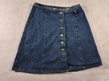 Vintage 80's Jean Button Down Skirt Denim Republic Brand Womens Size 14