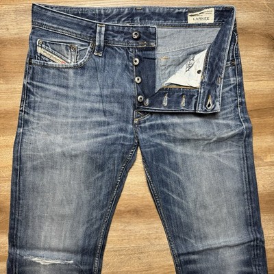 Diesel Jeans Men 31x32 Blue Larkee Straight Leg Denim Ripped Cotton Modern  0806W