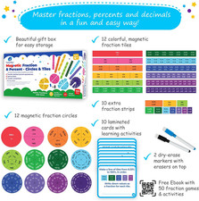 178 PSC Magnetic Fraction Tiles Fraction Circles Decimals Percentages Fraction