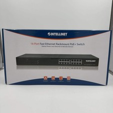 New Intellinet 16 Port Fast Ethernet POE Rackmount Switch 560849