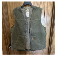 Carhartt V26 LOV Sandstone Sherpa Lined Vest Loden Green Mens Large Tall