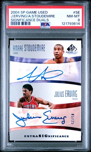 2004 SP GAME USE SIGNIFICANCE DUAL AUTO AMARE STOUDEMIRE/JULIUS ERVING /25 PSA 8