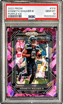2022 Prizm #318 Kenneth Walker RC Purple Ice #'d 062/225 PSA 10 