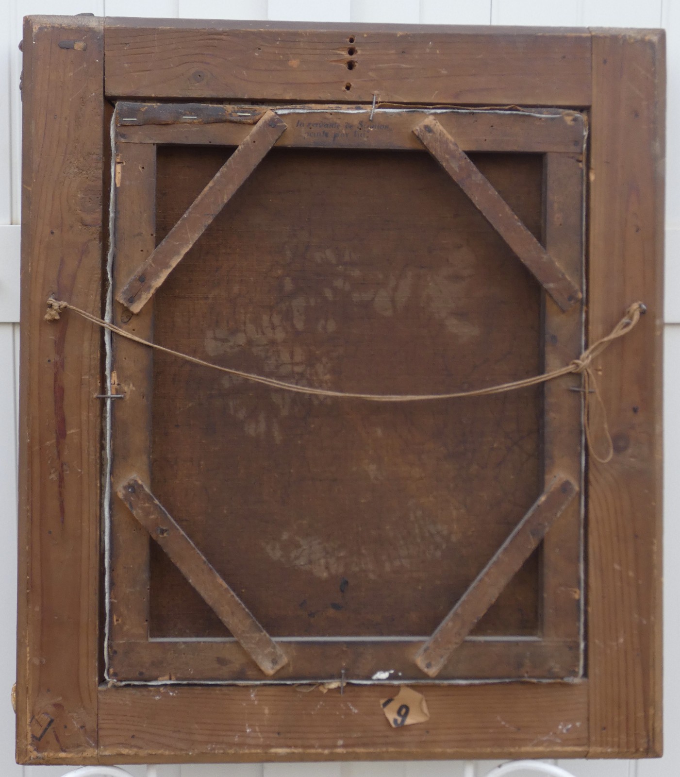 LARGE & BEAUTIFUL 19TH CENTURY CANVAS - A YOUNG SPINNER IN THE FOREST WITH A BASKET OF FLOWERS