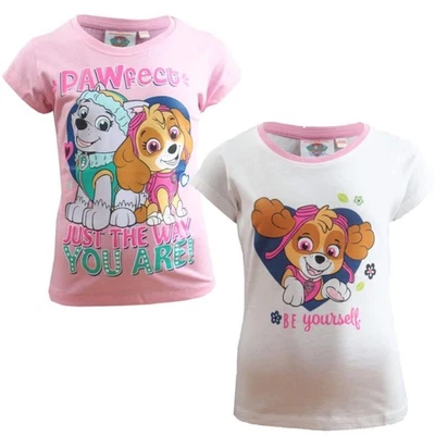 PAW Patrol Mädchen T-Shirt 2er Set rosa/weiß Baumwolle Gr. 98 - 128 - Bild 1 von 3