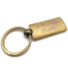 Vintage Cadillac Keychain A.W. Golden Engraved Brass Key Fob Auto Collectible