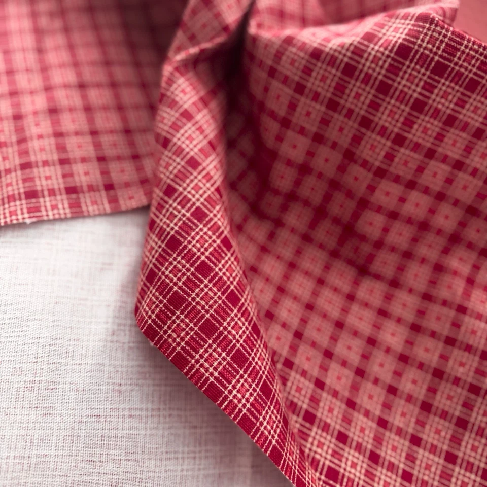 Tela tejida a cuadros de algodón a cuadros JARN RED CASERA DE COLECCIÓN 10,12 yardas Primitive Country Foto 3 de 3