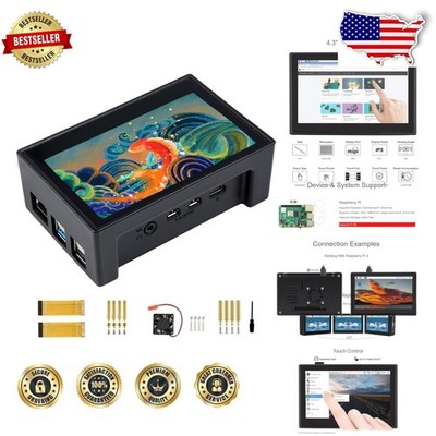 Raspberry Pi 4B 4.3 Inch IPS Touch Display, DSI, 800x480, 170° Angle, w/ Case