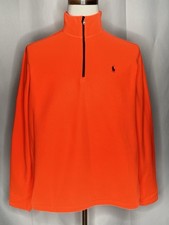 Polo Ralph Lauren Performance Fleece 1/4 Zip Pullover Mens Lg Neon Orange Golf