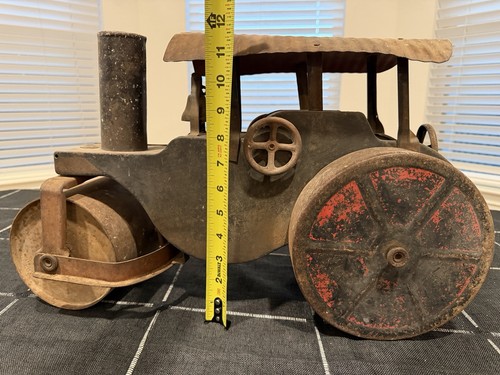 Vintage Keystone Little Jim Steam Roller Cavalcabile Giocattolo Trattore Acciaio Pressato - Foto 9 di 11