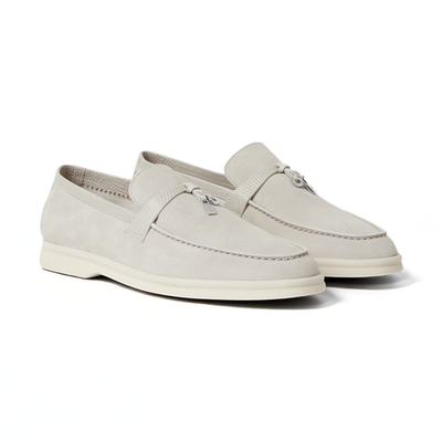 Loro Piana Summer Charm Walk Infinito Lizard Loafers Pearl Beige