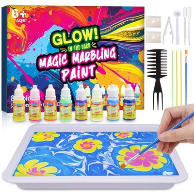 HAPIKIDS Bastelset Marmorierfarbe für Kinder Bastelset Kinder ab 6 Jahre Geschenk Mädchen