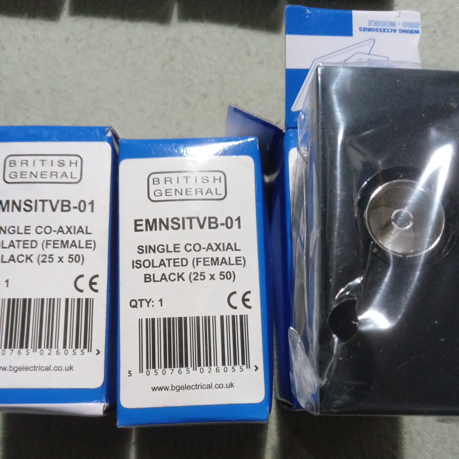 3x BG Nexus Black EMNSITVB Isolated TV Outlet Euro Module