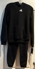 adidas Boy  s Black Fleece Logo Hoodie  Jogger Pants 2-Piece Set Size L