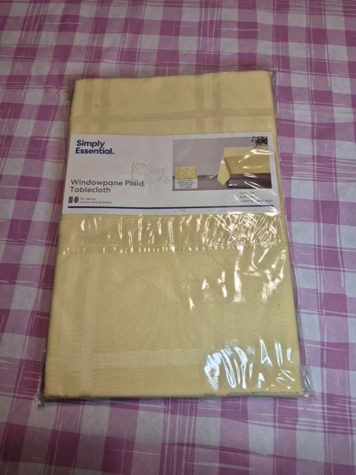 Simply Essential Windowpane Plaid Tablecloth 52x52 Yellow Bed Bath And Beyond 