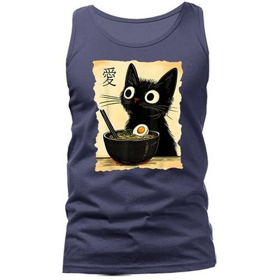 Kawai Cat Eating Ramen Noodle-Japanese Anime Manga Tank Top