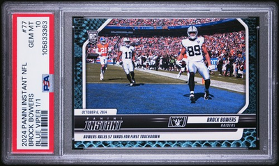 #ad PSA 10 Brock Bowers 2024 Panini Instant #77 Blue Viper One of One 1 1 Rookie $1899.99
