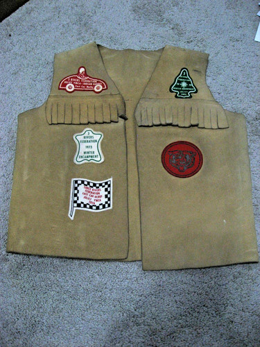 Vintage 70's YMCA Indian Guides Kids Leather Vest - Dakota Tribe Joliet Illinois