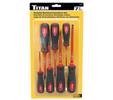 Titan 17237 7-Piece Insulated Electrician Screwdriver Set w/ Magnetic Tips
