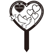 Metal Grave Markers for Grandmother - Heart Sympathy Plaque for Cemetery Decor