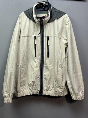 Tommy Hilfiger Jacket Mens XL White Gray Hooded Full Zip Windbreaker Outerwear