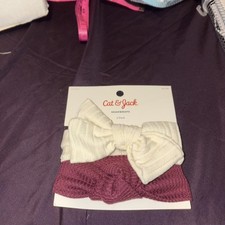 Cat  Jack Girls 2 Piece Toddler Baby Soft Headwrap Set Ivory  Burgundy New
