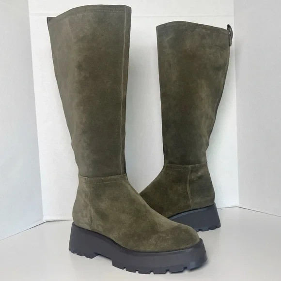SAOLA Stivali al ginocchio VINCE CAMUTO donna taglia 6M verde scamosciato Nettrio plateau suola strappo