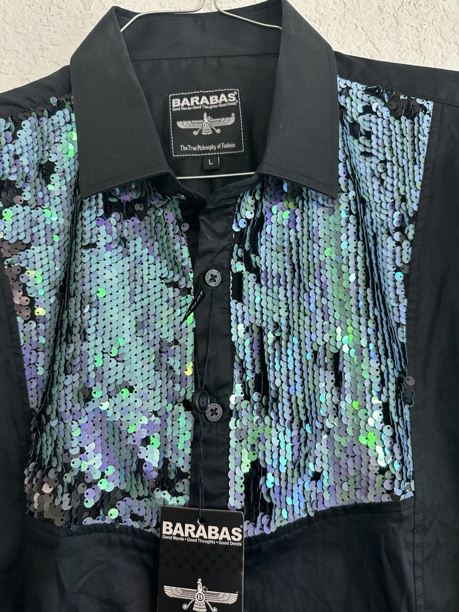 Sequin Casual Button-Down Shirts for Men for sale | eBay