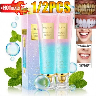 UTOGRU 2/1Pcs Niacinamide Whitening Toothpaste, Proven Stain Removal, Remove Bad Breath